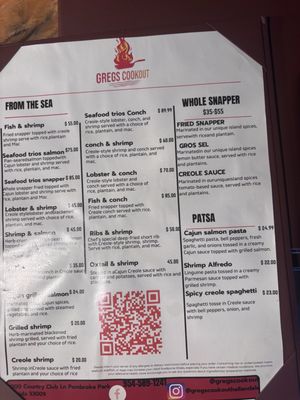 Menu photo 1 Greg's Cookout Hallandale Beach, FL