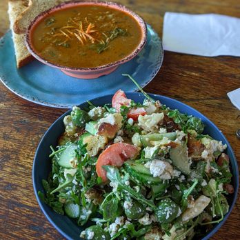 Snapdragon - Curry split pea soup, arugula feta olive cauliflower tahini salad with croissant croutons! - Vegetarian Near Me - Vashon, Washington