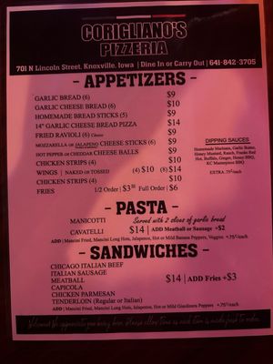 Menu photo 2 Corigliano's Pizzeria Knoxville, IA Menu photo 2 Corigliano's Pizzeria Knoxville, IA