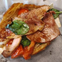 Sassafras Harbor Cafe - Ham egg and cheese on a croissant bougied up