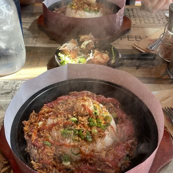 Sizzling Lunch - Garlic Beef Pepper Rice with Fried Onions - Japanese Near Me - San Jose, California
