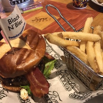 Ford's Garage Wesley Chapel - Black N Bleu Burger with truffle fries - Burgers Near Me - Lutz, Florida Ford's Garage Wesley Chapel - Black N Bleu Burger with truffle fries - Burgers Near Me - Lutz, Florida