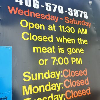 T-Rex BBQ - Truck hours (may vary, check their Facebook!) - Barbeque Near Me - Three Forks, Montana