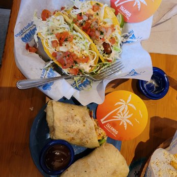 Islands Restaurant - Our Fish Tacos and Chicken Club Wrap!!! Very delicious!!! - Burgers Near Me - Carlsbad, California
