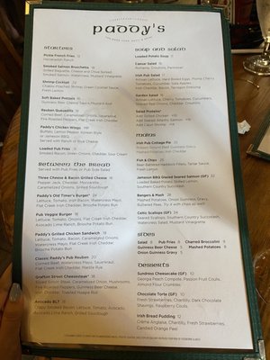 Menu photo 1 Paddys Irish Pub Braselton, GA