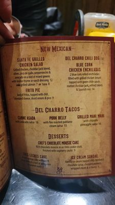 Menu photo 6 Del Charro Santa Fe, NM