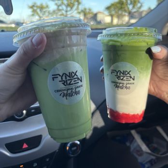 Fynix Rizen - Banana Matcha Latte and Strawberry Matcha Latte - Bubble Tea Near Me - Westminster, California