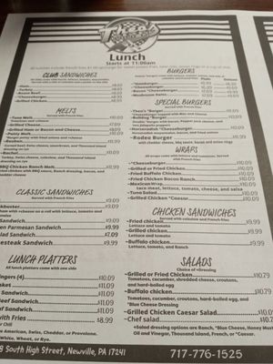 Menu photo 2 Theo’s Diner Newville, PA