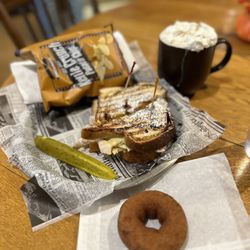 Crane's in the City - City Cristo and apple cider donut with pumpkin latte.