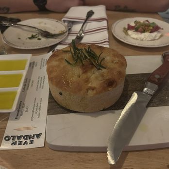 Ever Andalo - Focaccia, olive oil flight, and the honey pistachio ricotta - Italian Near Me - Charlotte, North Carolina