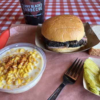 Terry Black's Barbecue - Waco - Brisket sandwich and cream corn combo - Barbeque Near Me - Waco, Texas Terry Black's Barbecue - Waco - Brisket sandwich and cream corn combo - Barbeque Near Me - Waco, Texas
