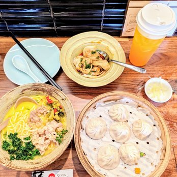 Seven Grams - golden prime beef noodle, wonton with chili sauce, shrimp xiao long bao, passion fruit green tea - Chinese Near Me - Tustin, California Seven Grams - golden prime beef noodle, wonton with chili sauce, shrimp xiao long bao, passion fruit green tea - Chinese Near Me - Tustin, California