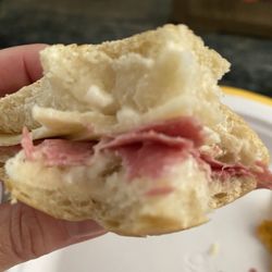 Lucchesi's Delicatessen - This is another angle of the same sad corned beef sandwich with Swiss cheese! Absolutely unacceptable.