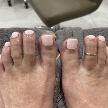 LV Nails & Spa - Perfect gel French pedicure, I chose the pink base. - Nail Salons Near Me - Henderson, Nevada LV Nails & Spa - Perfect gel French pedicure, I chose the pink base. - Nail Salons Near Me - Henderson, Nevada