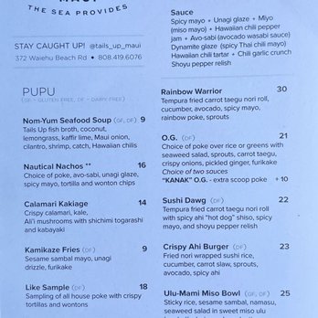 Tails Up Maui - Menu - Seafood Near Me - Wailuku, Hawaii Tails Up Maui - Menu - Seafood Near Me - Wailuku, Hawaii