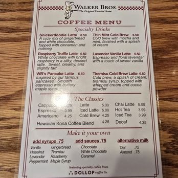 Walker Bros Original Pancake House - New coffee menu - Breakfast & Brunch Near Me - Glenview, Illinois Walker Bros Original Pancake House - New coffee menu - Breakfast & Brunch Near Me - Glenview, Illinois