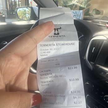 Ternerita Cafe & Grill - The receipt - Venezuelan Near Me - Orlando, Florida Ternerita Cafe & Grill - The receipt - Venezuelan Near Me - Orlando, Florida