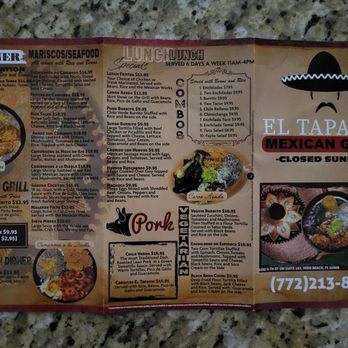El Tapatio Mexican Grill - Menu 2/19/25 - Mexican Near Me - Vero Beach, Florida El Tapatio Mexican Grill - Menu 2/19/25 - Mexican Near Me - Vero Beach, Florida