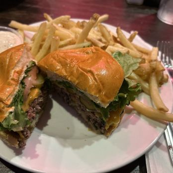 Brown Butter Depot - Boxcar Burger with American cheese comes with garlic (or regular fries) and garlic aioli!  Yum yum. - American Near Me - Gretna, Louisiana