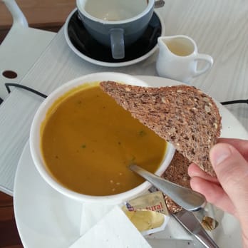 Bungalo Cafe - Five grain toast and pumpkin soup. - Cafes Near Me - Auckland, AUK Bungalo Cafe - Five grain toast and pumpkin soup. - Cafes Near Me - Auckland, AUK