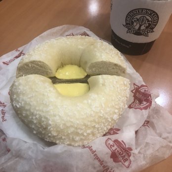Big Apple Bagels - Southern Tradition with Sausage on salted Bagel and coffee. - Bagels Near Me - Fishers, Indiana Big Apple Bagels - Southern Tradition with Sausage on salted Bagel and coffee. - Bagels Near Me - Fishers, Indiana