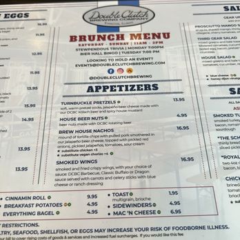 Double Clutch Brewing - Brunch menu - Breweries Near Me - Evanston, Illinois
