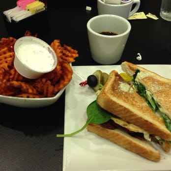 Waffles Incaffeinated - South Side - BLT with fried egg, side of sweet potato waffle fries. - Breakfast & Brunch Near Me - Pittsburgh, Pennsylvania Waffles Incaffeinated - South Side - BLT with fried egg, side of sweet potato waffle fries. - Breakfast & Brunch Near Me - Pittsburgh, Pennsylvania