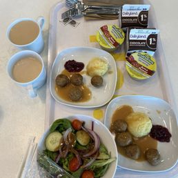 Kids meatball meal with salad and coffee Kids meatball meal with salad and coffee