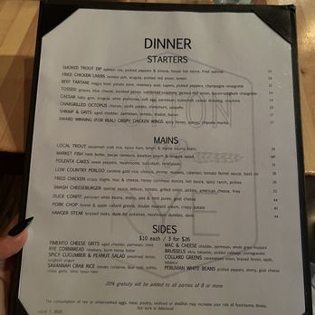 Cotton & Rye - Dinner menu - New American Near Me - Savannah, Georgia