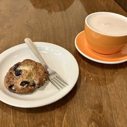 Needmore Coffee Roasters - Blueberry scone, blissful rose chai latte