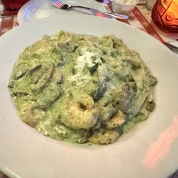 Pesto Mushroom Shrimp Pasta