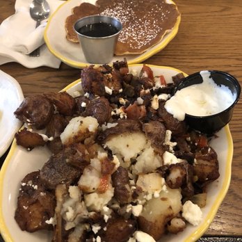 Eggy's Diner Chicago - Gyros skillet with gluten free pancakes (YUM!!!!) - Breakfast & Brunch Near Me - Chicago, Illinois
