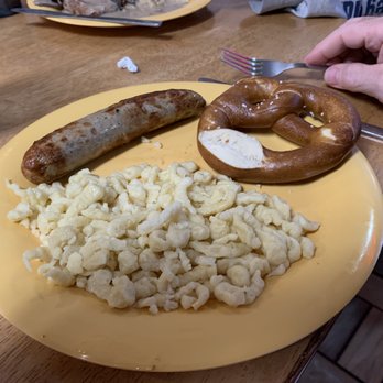Bratzeit - Bratwurst with pretzel and spaetzle - German Near Me - Dahlonega, Georgia