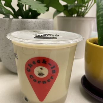 Check-In Corner - Red bean matcha milk tea with tapioca - Bubble Tea Near Me - Toronto, Ontario