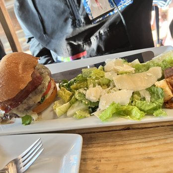 Nicoletta's Table - Giant Waygu cheese burger with a Cesar salad. - Italian Near Me - Lake Oswego, Oregon