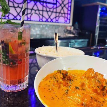 Bazil Indian Cuisine - Goat Tikka Masala Lunch with a raspberry mojito - Indian Near Me - Raleigh, North Carolina Bazil Indian Cuisine - Goat Tikka Masala Lunch with a raspberry mojito - Indian Near Me - Raleigh, North Carolina