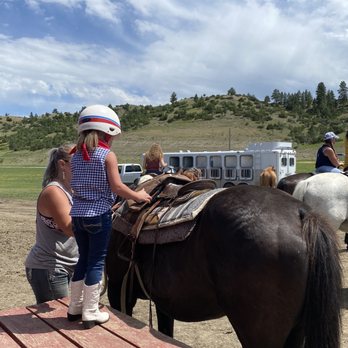 Barron Ranch - They have helpful ways to get you and your littles on the horses. - Horseback Riding Near Me - Absarokee, Montana