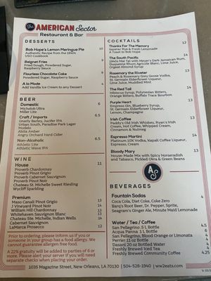 Menu photo 3 The American Sector New Orleans, LA Menu photo 3 The American Sector New Orleans, LA