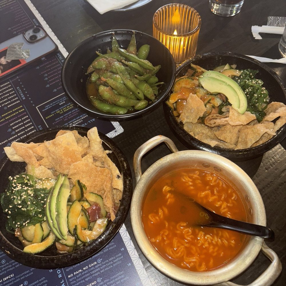 Pier 50 Sushi - Arden - poke nachos, Korean spicy ramen, and spicy garlic edamame - Sushi Bars Near Me - Sacramento, California Pier 50 Sushi - Arden - poke nachos, Korean spicy ramen, and spicy garlic edamame - Sushi Bars Near Me - Sacramento, California