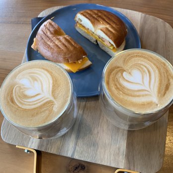 Krays Coffee - Lattes and smoked salmon sandwich - Coffee & Tea Near Me - Vancouver, Washington