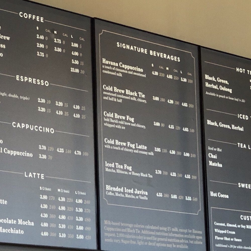 Peet’s Coffee - Menu Board - Coffee & Tea Near Me - Yorba Linda, California