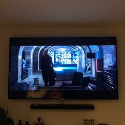 72' Sony TV mounted nice on our wall.