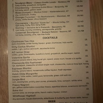 Valentine - Cocktail menu - Cocktail Bars Near Me - Phoenix, Arizona
