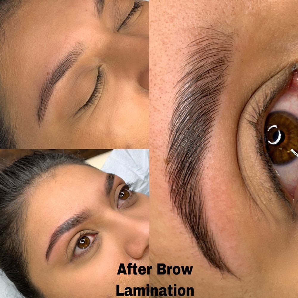 before & after brow lamination + tint! Love them so much :D