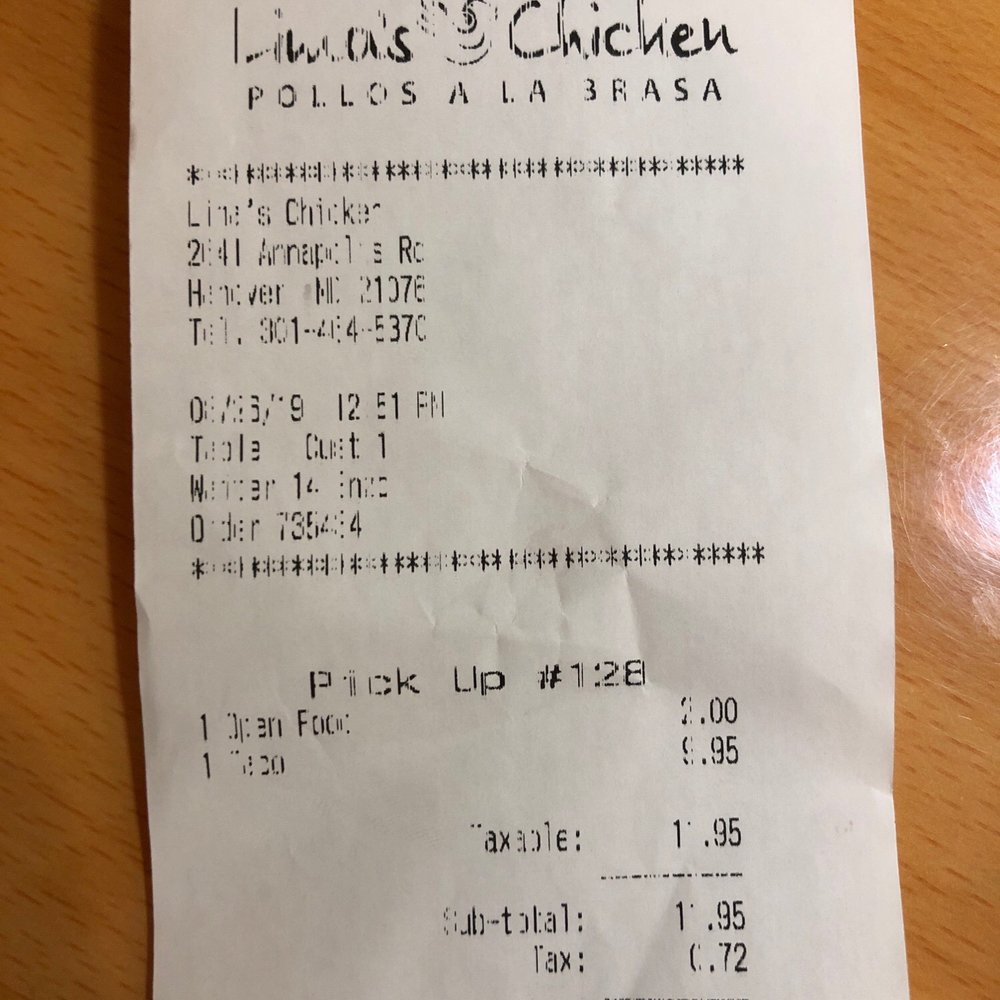Lima's Chicken - Weird charges. What is open food? The menu price of the tacos says 9.95 but they apply extra charges. - Chicken Wings Near Me - Hanover, Maryland