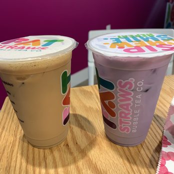 Fat Straws - Vietnamese coffee (left) and taro milk tea (right) - Bubble Tea Near Me - Richardson, Texas Fat Straws - Vietnamese coffee (left) and taro milk tea (right) - Bubble Tea Near Me - Richardson, Texas