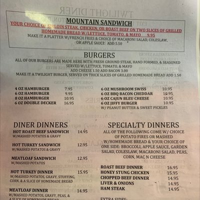 Menu photo 3 Twilight Diner Loganton, PA Menu photo 3 Twilight Diner Loganton, PA
