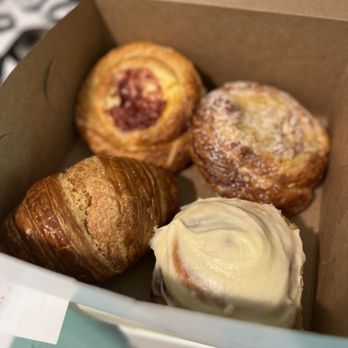 Quincy Bake Shop - Croissant, pear almond danish, raspberry and cream danish, cinnamon roll - Bakeries Near Me - Oklahoma City, Oklahoma