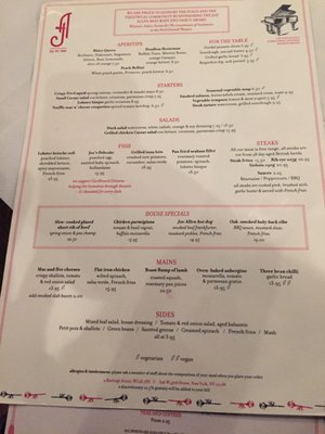 Menu photo 2 Joe Allen London, XGL Menu photo 2 Joe Allen London, XGL