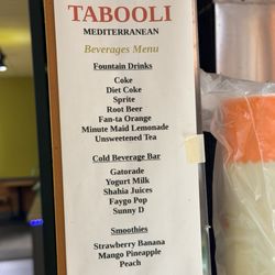 Tabooli - Drinks menu- I hope it helps!